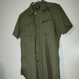 Olive green short sleeve button down shirt